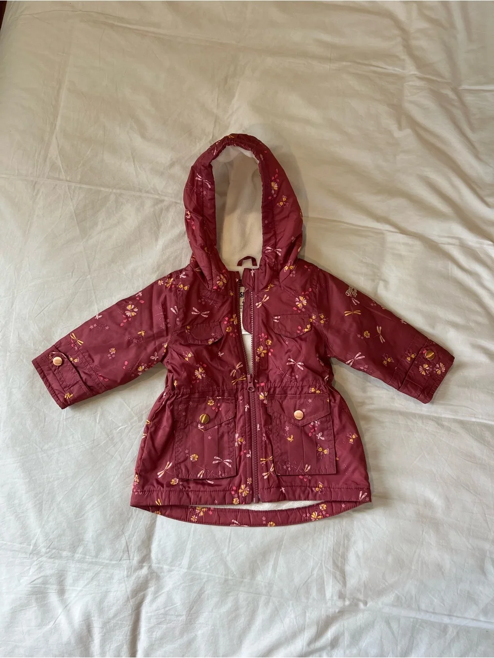 OshKosh B'gosh Burgundy Floral insulated coat with hood